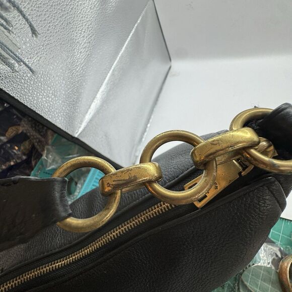 Coach Elle Black Pebble Leather Hobo Bag Large Carriage Shoulder Purse F31400 - Picture 11 of 16